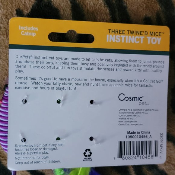 Ourpets 3 Twined Mice Cat Toy New! - Picture 3 of 3